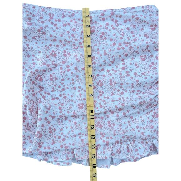 Mable Anthropologie Floral Ruffle Tie Front Crop Top Mini Skirt Set – Medium - Picture 10 of 14